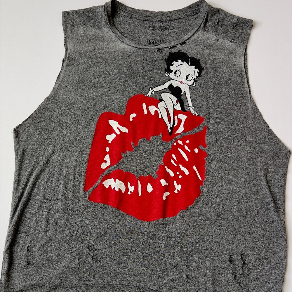 Lauren Moshi Gray Betty Boop Tank Top
